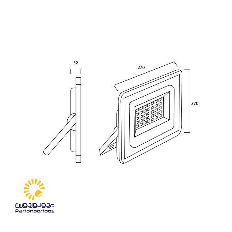 پروژکتور 200 وات رنگی پرتو نور توس (مدل هانیس)